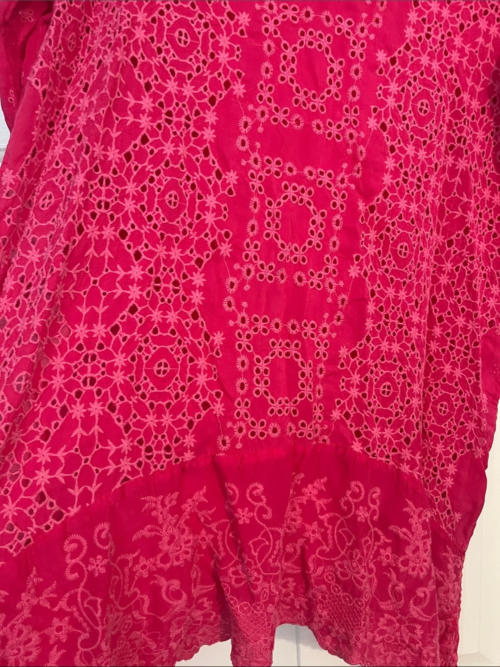 Johnny Was Hot Pink Embroidered V-Neck Tunic - Picture 4 of 5